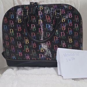 Dooney & Bourke Black Satchel with Colorful Logo